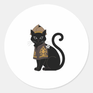 Autocollant Chat Guerrier Noir