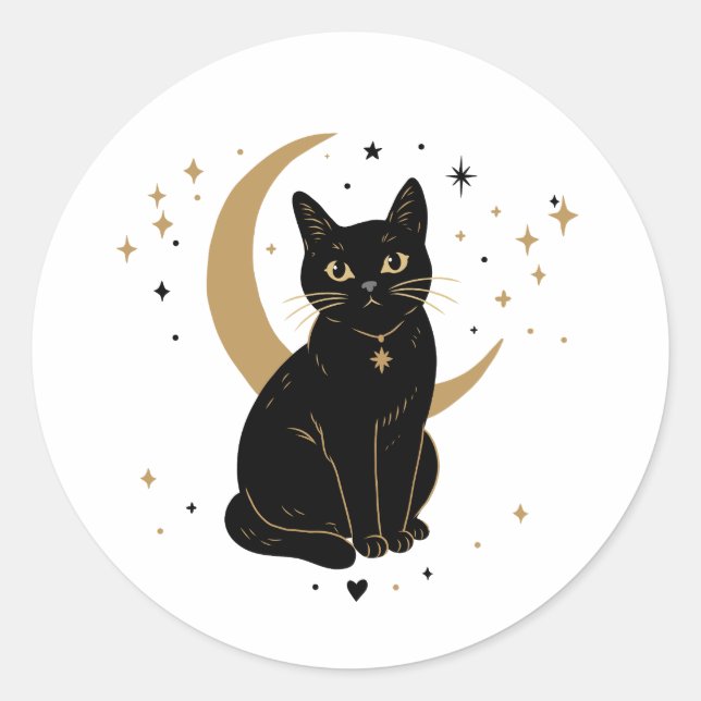 Autocollant chat noir (Devant)