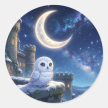 Autocollant Château de la Lune de la Chouette Blan