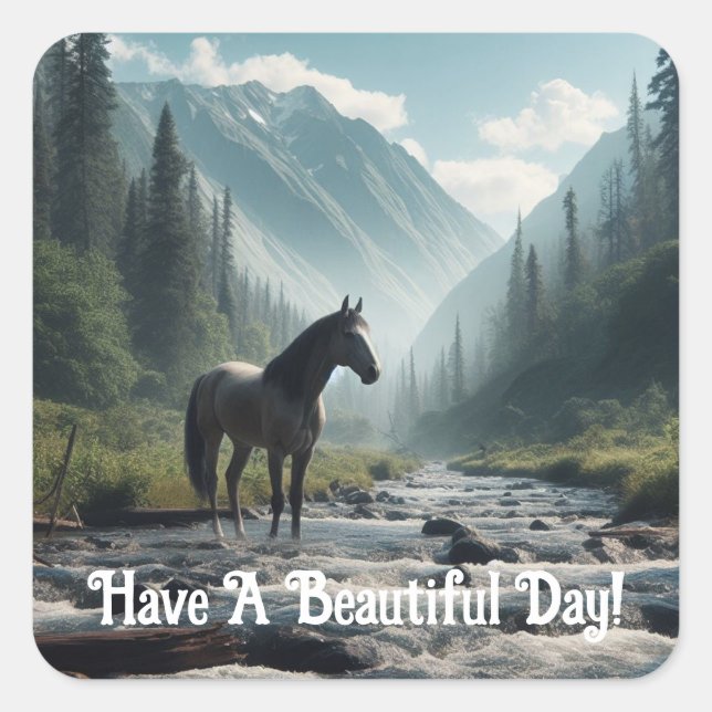 Autocollant Cheval Dans Ruisseau (Devant)