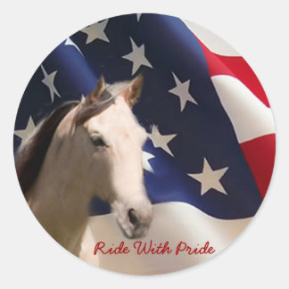 Autocollant Cheval Drapeau américain
