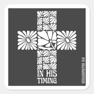 Autocollant chrétien Dans Son Timing Croix Florale