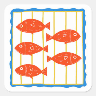 Autocollant Cinq Poissons