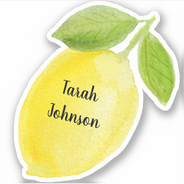 Autocollant citron de nom personnalisé (Devant)