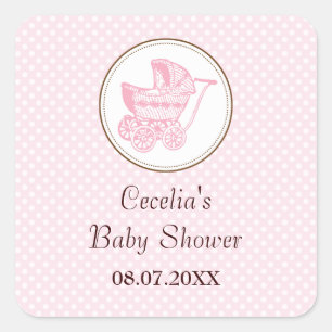 Autocollant classique de baby shower de landau