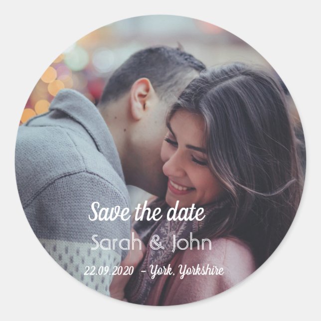 Autocollant classique pour save the date photo Sim (Devant)