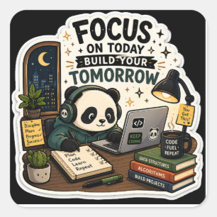 Autocollant Coding Panda   Se concentrer sur aujou