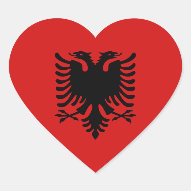 Autocollant Coeur du drapeau d'Albanie (Devant)