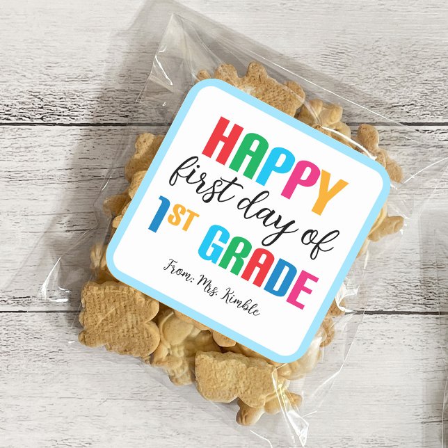 Autocollant coloré de 1ère année scolaire (Carré) (Créateur téléchargé)