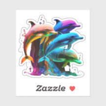 Autocollant coloré Dolphin-Awesome