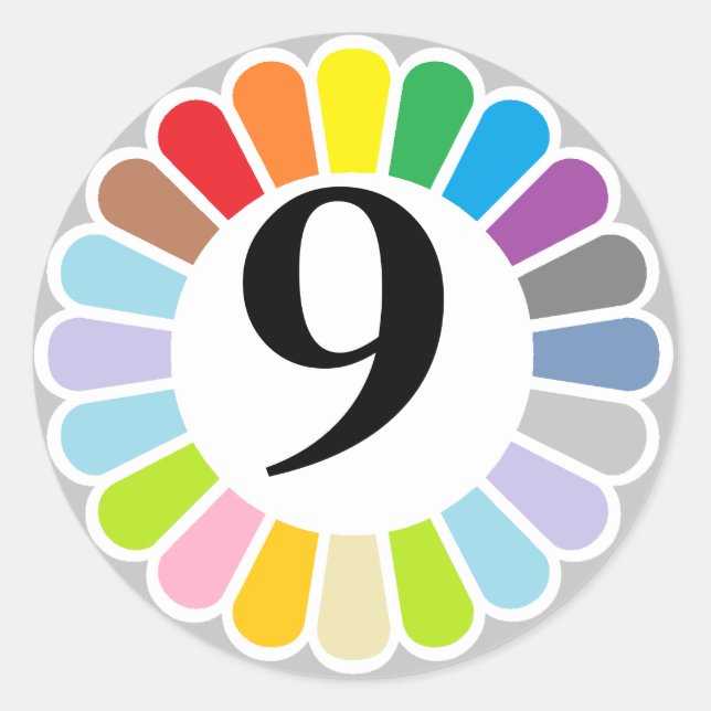 autocollant coloré du numéro 9 (Devant)