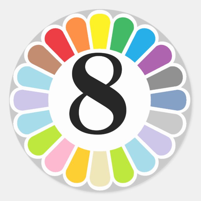 autocollant coloré numéro 8 (Devant)