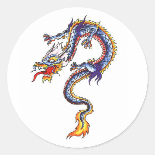 Autocollant cool Oriental Blue Water Dragon style