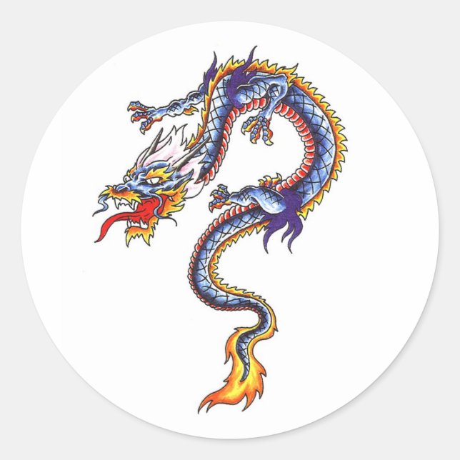 Autocollant cool Oriental Blue Water Dragon style (Devant)