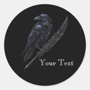Autocollant Corbeau personnalisé sur plume
