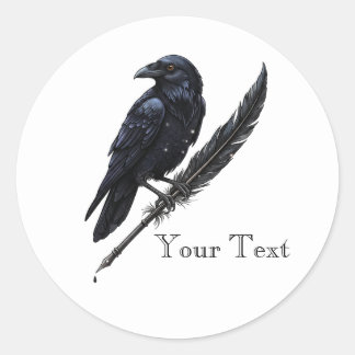 Autocollant Corbeau personnalisé sur plume