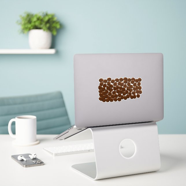 autocollant coupé à grains de café (Ordinateur portable sur le bureau)
