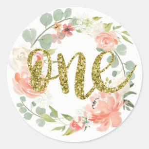 Autocollant Couronne Florale Rose Or pour Premier
