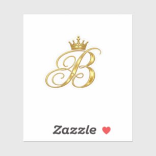 Autocollant Couronne Royale Lettre B Monogramme Or