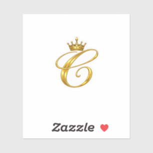 Autocollant Couronne Royale Lettre C Monogramme Or