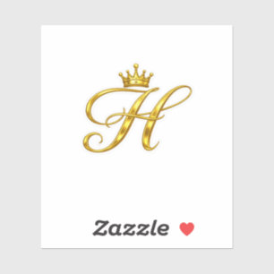 Autocollant Couronne Royale Lettre H Monogramme Or