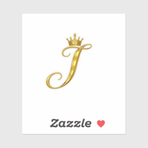 Autocollant Couronne Royale Lettre J Monogramme Or