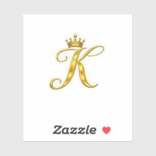 Autocollant Couronne Royale Lettre K Monogramme Or