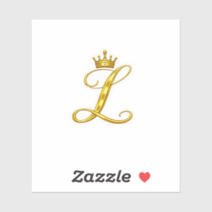 Autocollant Couronne Royale Lettre L Monogramme Or