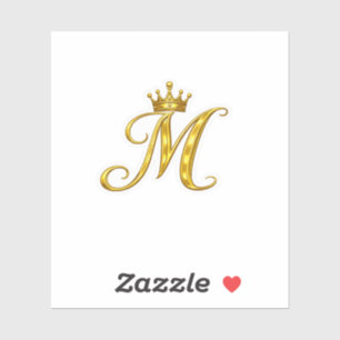 Autocollant Couronne Royale Lettre M Monogramme Or
