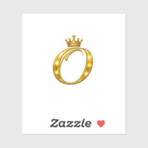 Autocollant Couronne Royale Lettre O Monogramme Or