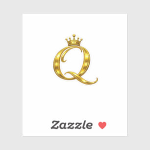 Autocollant Couronne Royale Lettre Q Monogramme Or
