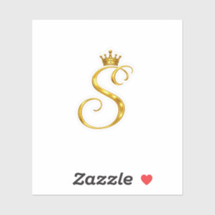 Autocollant Couronne Royale Lettre S Monogramme Or