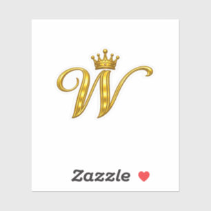 Autocollant Couronne Royale Lettre W Monogramme Or