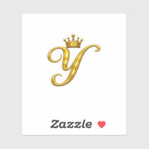 Autocollant Couronne Royale Lettre Y Monogramme Or