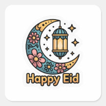 Autocollant croissant de lune coloré Eid Mubarak