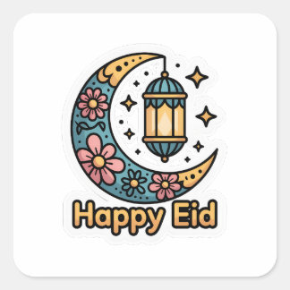 Autocollant croissant de lune coloré Eid Mubarak