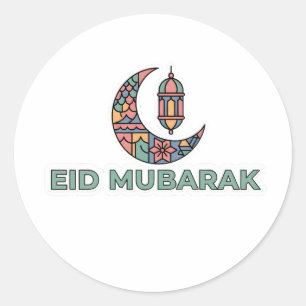 Autocollant Croissant de Lune Coloré Eid Mubarak
