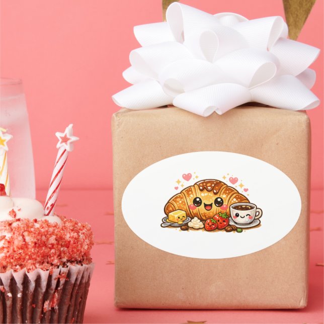 Autocollant Croissant Kawaii (Fête)