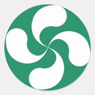 Autocollant Croix Basque Blanche Verte "Lauburu"