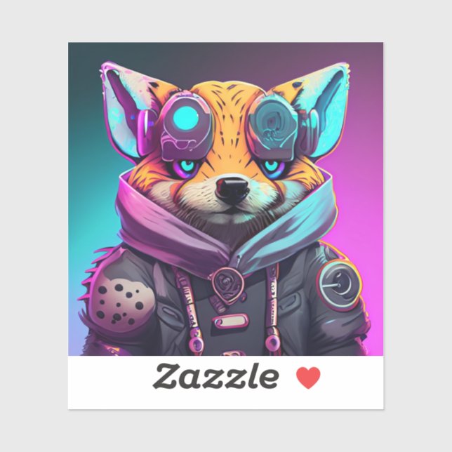 Autocollant Cyberpunk Fox (Feuille)