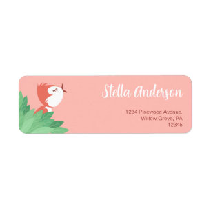 Autocollant d'adresse de retour de joli oiseau cha