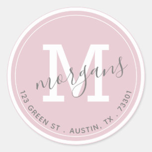 autocollant d'adresse de retour double monogramme 