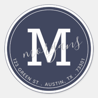 autocollant d'adresse de retour double monogramme