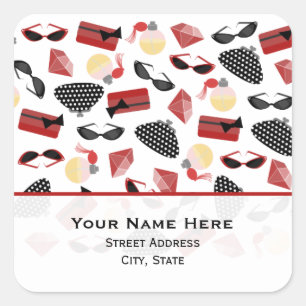 Autocollant d'adresse de rubis et de lunettes de