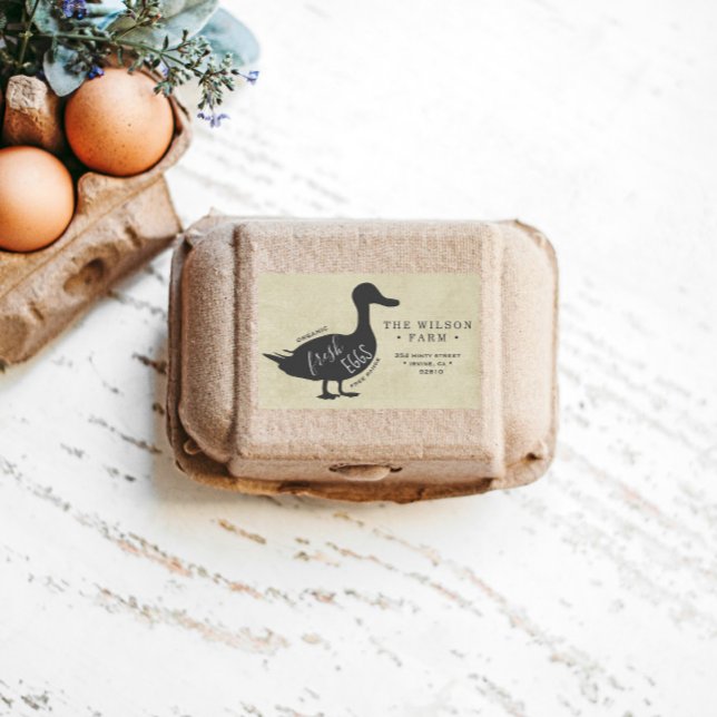 Autocollant d'adresse vintage Farm Duck Egg Carton (Créateur téléchargé)