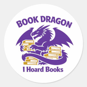 Autocollant d'amant de livre Dragon de livre Je