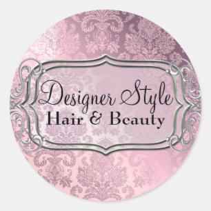 Autocollant damassé à paillettes roses