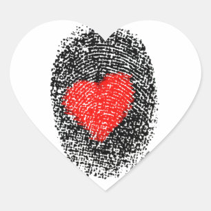 Autocollant d'amour d'empreinte digitale de coeur