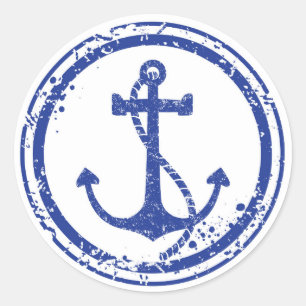 Autocollant d'Ancre bleu Vintage nautique - 1,5 po
