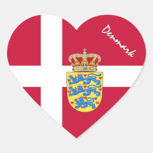 Autocollant Danemark, Cœur, Drapeau danois patriot